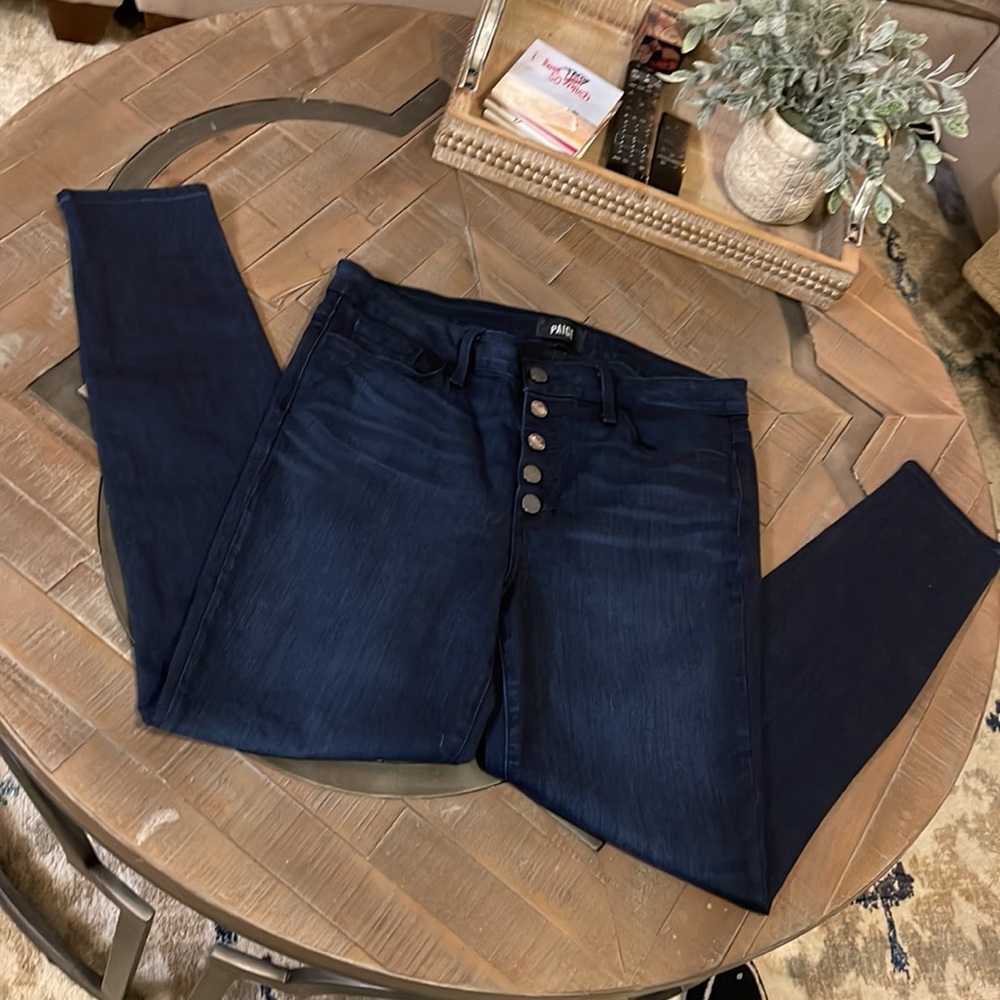 PAIGE Hoxton Ultra Skinny Jeans Dark Wash Denim button fly size 32